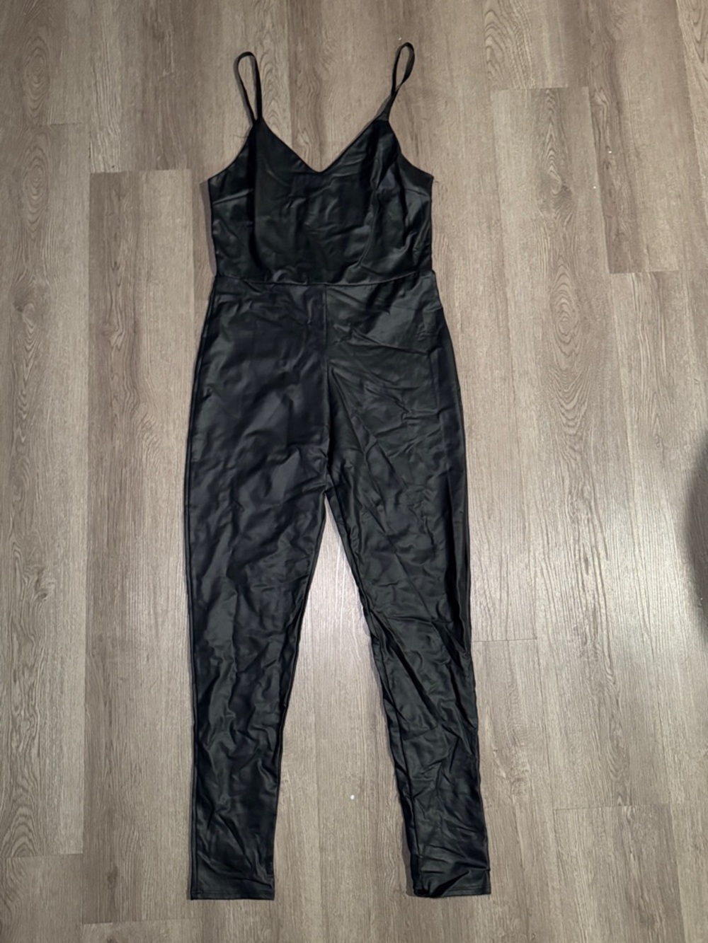 Fashion Nova Black V-Neck Spaghetti-Strap Jumpsuit
